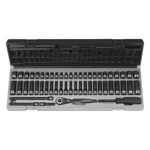 1/4" dr. 53 pc. Frac. & Met. 12 pt. duo-socket set