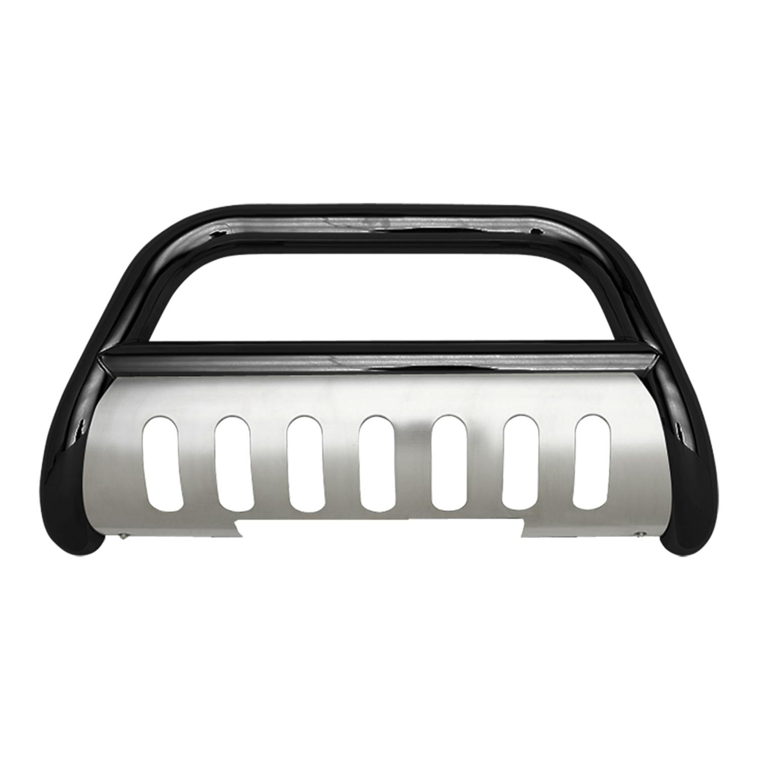 Iconic Accessories 131-5421 Black Powder Coated Steel Bull Bar with Brushed Skid Plate