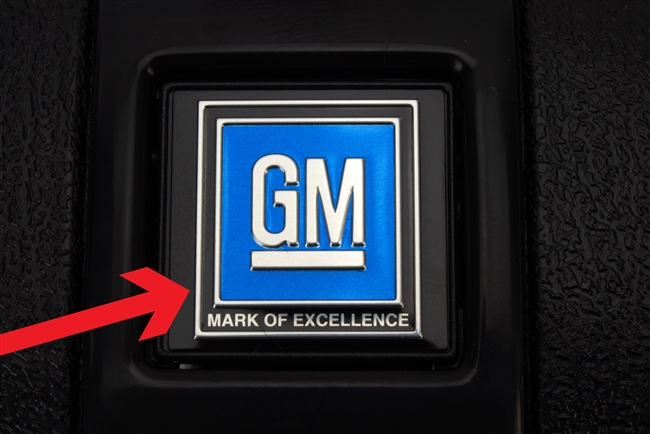 Camaro Seat Belt Buckle Push Button Insert Decal, GM Mark of Excellence, Each