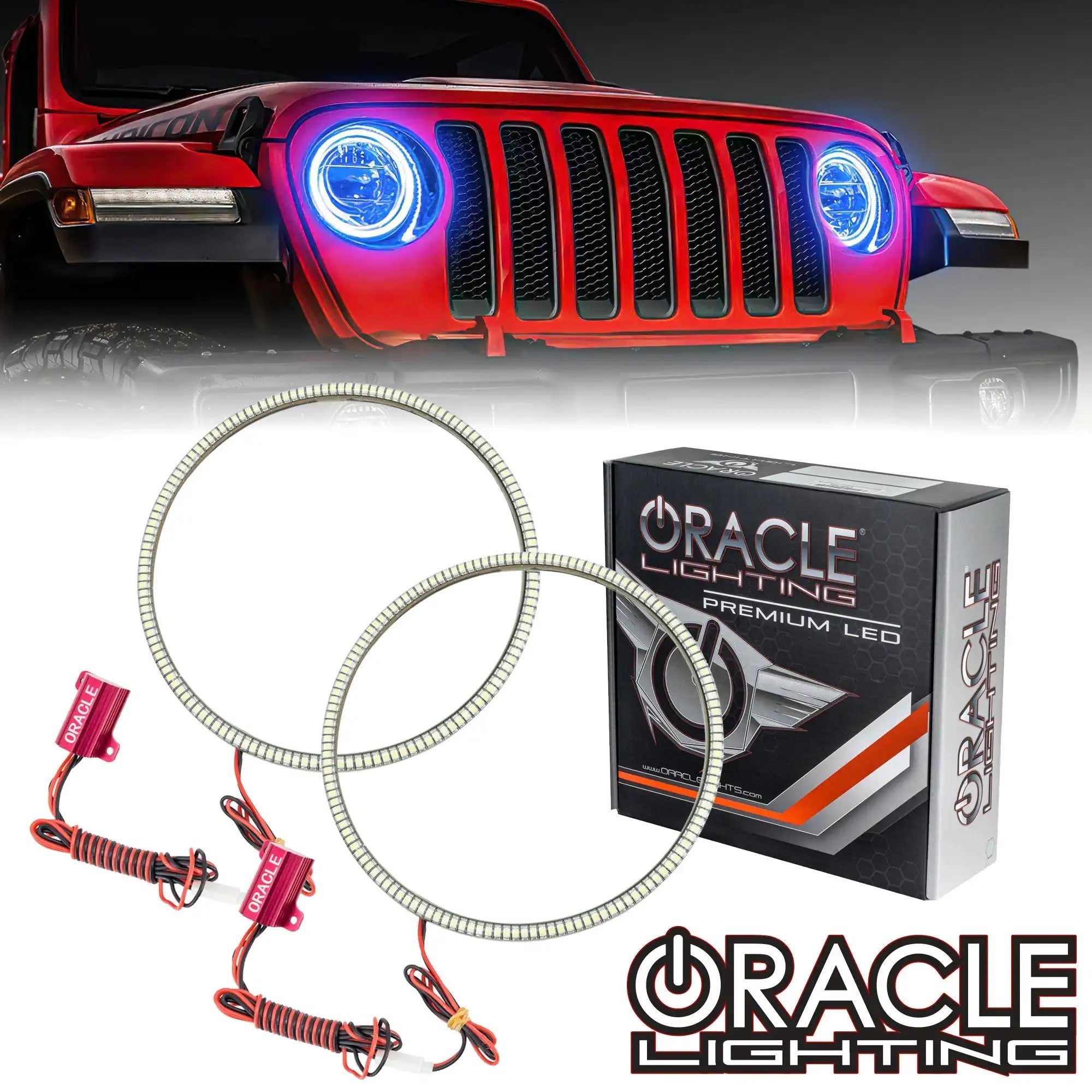 Oracle Lighting 1214-001 Jeep Wrangler JL/Gladiator JT LED Surface Mount Headlight Halo Kit - White