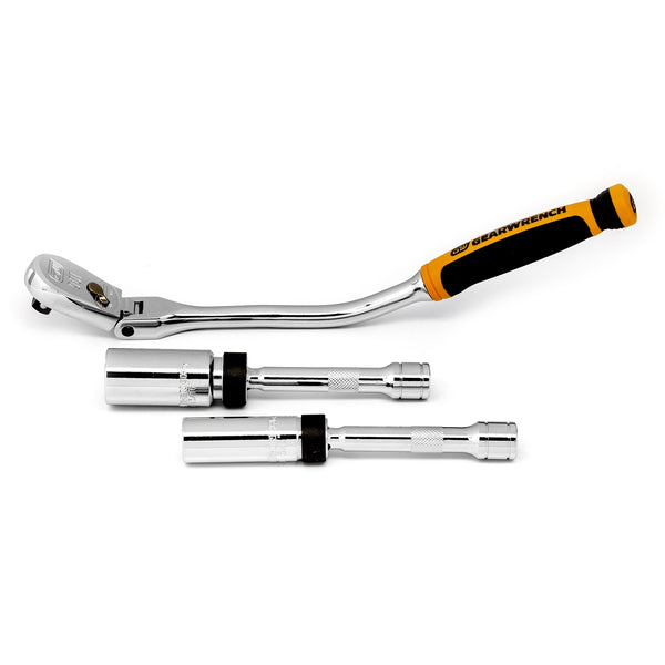 3 Pc. 3/8" Drive 90T Cushion Grip Ratchet Spark Plug Set