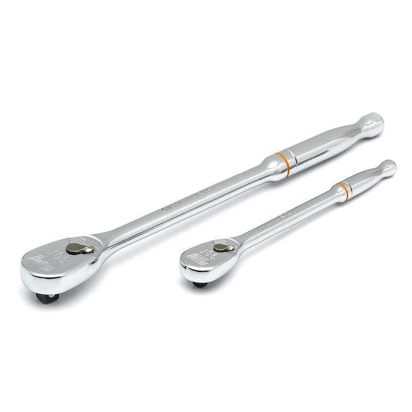 2 Piece 1/4", 3/8" Drive 90 Tooth Long Handle Ratchet Set