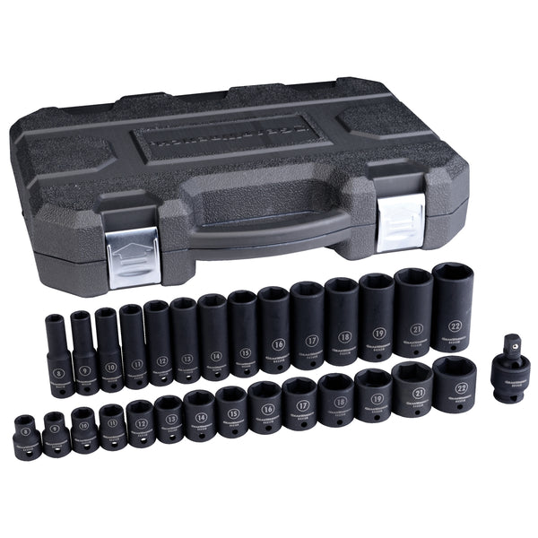 29 Piece 3/8" Drive 6 Point Metric Standard/Deep Impact Socket Set KDT84925N