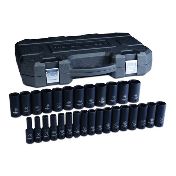 29 Pc. 1/2" Drive 6 Point Metric Deep Impact Socket Set KDT84935N
