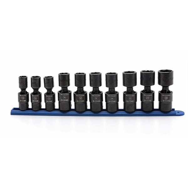 10 Piece 1/2" Drive 6 Point Metric Pinless Universal Impact Sockets
