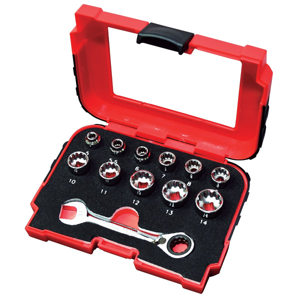 12-pc 1/4” Multi Plus Close Quarter Spline Socket Set