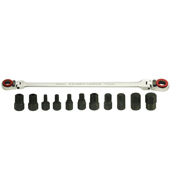 K-Tool 12-Piece X-Long Double Box Flexible and Reversible Ratchet Wrench Set