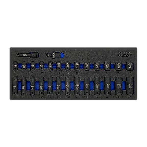 28Pc 3/8" Dr 6 Pt Std & Dp Metric Socket Set FORD