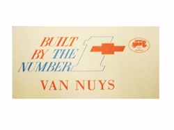 Camaro Built By The Number 1 Team, Van Nuys Dash Window Card
