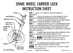 Camaro Spare Wheel Carrier Lock Instruction Information Decal