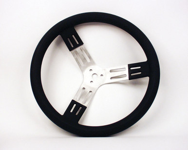 Longacre 15in Steering Wheel Blk Alum Smooth Grip 52-56801