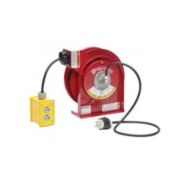 Reelcraft L 4525 123 7QC 12/3 25 ft. Premium Duty Quad Box Outlet Power Cord Reel