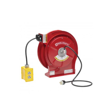 Reelcraft L 5550 123 7Q 12/3 50 ft. Premium Duty Quad Box Outlet Power Cord Reel