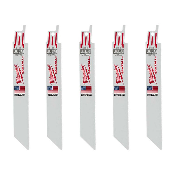 Milwaukee 5-Pack of � with 24 TPI Thin Metal Cutting SAWZALL Reciprocating Saw Blades