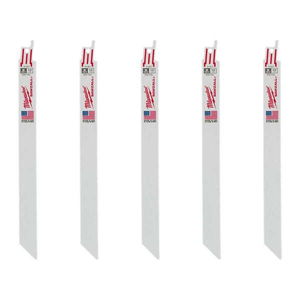 Milwaukee 5-Pack of 9” with 14 TPI Medium Metal Cutting SAWZALL Reciprocating Saw Blades
