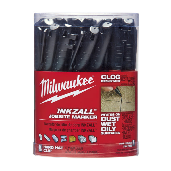 Milwaukee Black Fine Point INKZALL Jobsite Marker (Pack of 36)