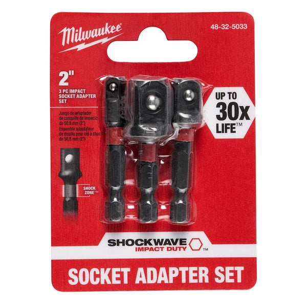 SHOCKWAVE 1/4" Hex Shank Socket Adapter Set (1/4", 1/2", 3/8")
