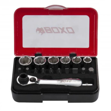 Boxo P501 18-Piece Metric 1/4" Drive 6-Point Socket with 1/4" Drive & Bit Ratchet Head Tool Set