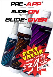PRE-APP Cleaner, SLIDE-ON Application Gel & SLIDE-OVER UV Protectant / Conditioner 3 Stage Kit for Stripes, Decals, and Stencils