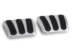Lokar 1967 - 1972 Brushed Billet Aluminum Curved Brake and Clutch Pedal Covers, Pair with Rubber Inserts