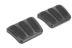 Lokar 1967 - 1972 Black Billet Aluminum Curved Brake and Clutch Pedal Covers, Pair with Rubber Inserts