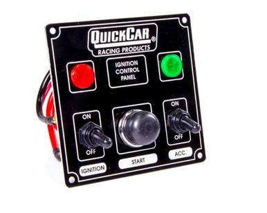 QuickCar Ignition Panel Black 2 Switches 1 Button with Lights 4-5/8 x 4-3/8 50-822
