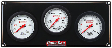 QuickCar 3-Gauge Extreme Panel with Oil Pressure, Water Temperature, Fuel Pressure, 10.5" x 4.5", 61-7012