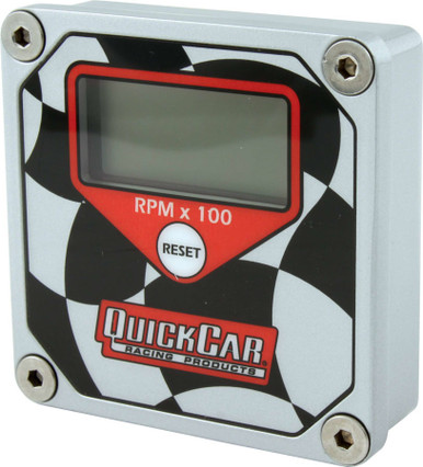 QuickCar LCD Tachometer 15000 RPM Digital 3x3 inch Waterproof Aluminum Checkered Flag Face 611-099