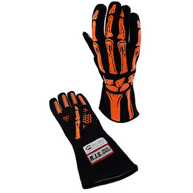 RJS Double Layer Orange Skeleton Gloves Medium 600090153