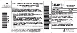 1991 Camaro 3.1 Engine Auto Transmission Emission Decal with California Regulations, LAB Code 10145439