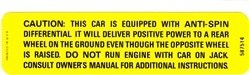 Camaro Positive Traction Rear End Anti Spin Trunk Jacking Caution Warning Decal, 587514