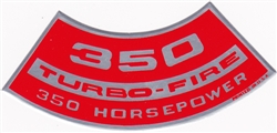 Camaro 350 Turbo-Fire 350 Horsepower Air Cleaner Breather Decal