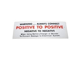Camaro Positive to Positive Negative to Negative Battery Cable Warning Decal