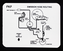 1990 Camaro 5.0 Emission Hose Routing Decal, Code FKF