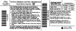 1990 Camaro 5.0 Engine Emission Decal with California Regulations, FKH Code 10136267