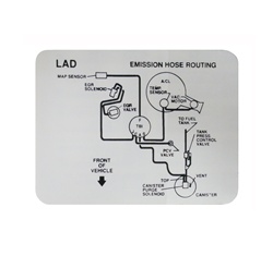 1991 Camaro Emission Decal, A/T or M/T, 5.0, LAD, Hose Routing