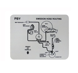 1992 Camaro 5.0 Emission Hose Routing Decal for California Regulations, Code PBY