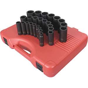 26 Piece 1/2" Dr. Deep Metric Impact Socket Set SUN2646