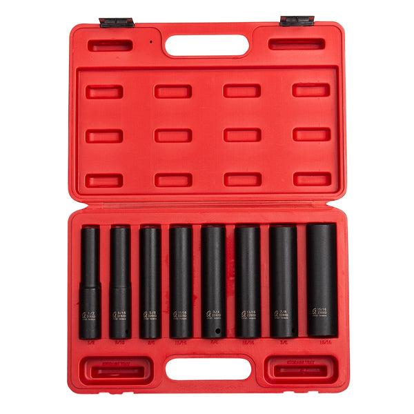 8-Piece 1/2 in. Drive 6-Point Extra Deep Fractional SAE Impact Socket Set