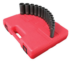 Sunex Tools 14 Pc. 1/2" Drive Metric Deep Impact Socket Set SUU-3653
