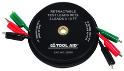 Retractable Test Lead Reel Jumper Wire with Alligator Clips, 3 Leads x 10 Feet