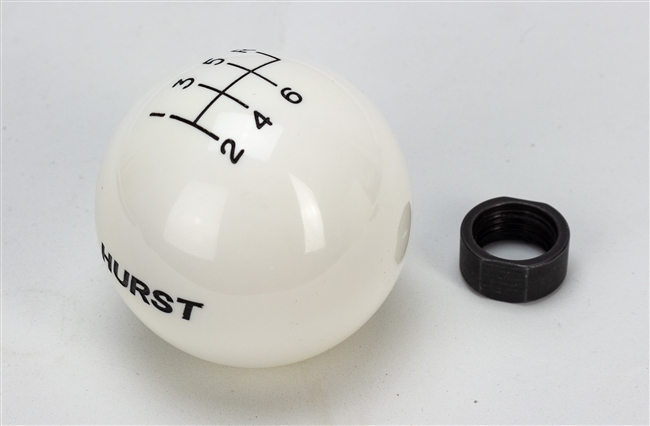 2-1/4" Shifter Knob in White, 6 Speed, Stock Handle Size 16 MM x 1.50