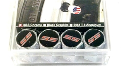 Camaro Valve Stem Cap Kits Black With Red SS