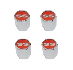 Camaro Valve Stem Cap Kits Red With Silver SS