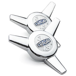 Cragar Chrome S/S Vintage Spinner Replacement Center Caps, PAIR