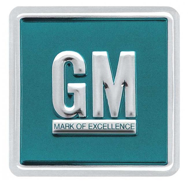 1964-67 "GM Mark Of Excellence" Door Deflector Decal, Embossed, Aqua, Each