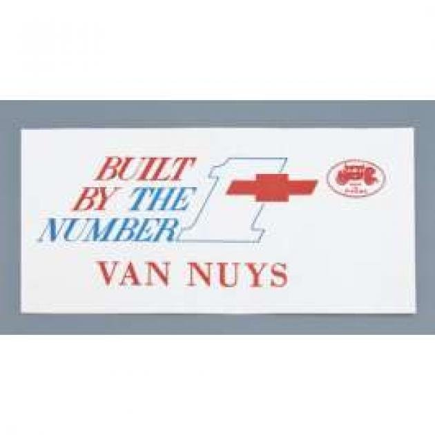 Camaro Number One Team Dash Card (Van Nuys), 1967-1968