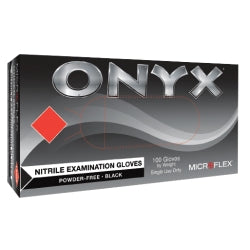 ONYX Black Nitrile Examination Gloves, Box of 100, Size Large