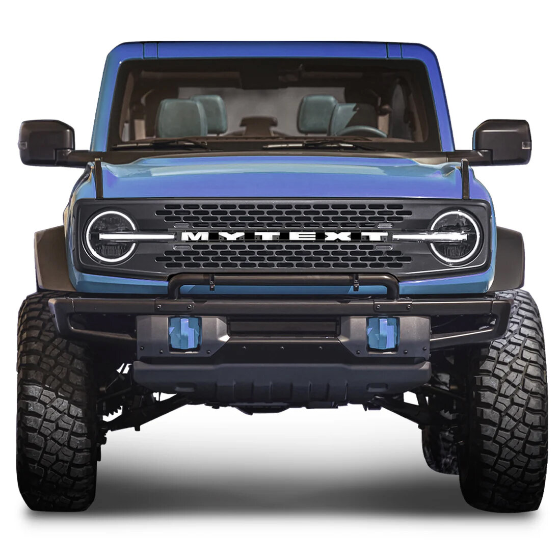 American Modified AMFMEA00102 High Configuration Style Front Grille with DIY Letters in Matte Black for 21-26 Ford Bronco