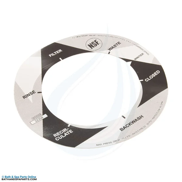Astral Pool 1-1/2″ Multiport Valve Label 6 Position (22358N-0201)